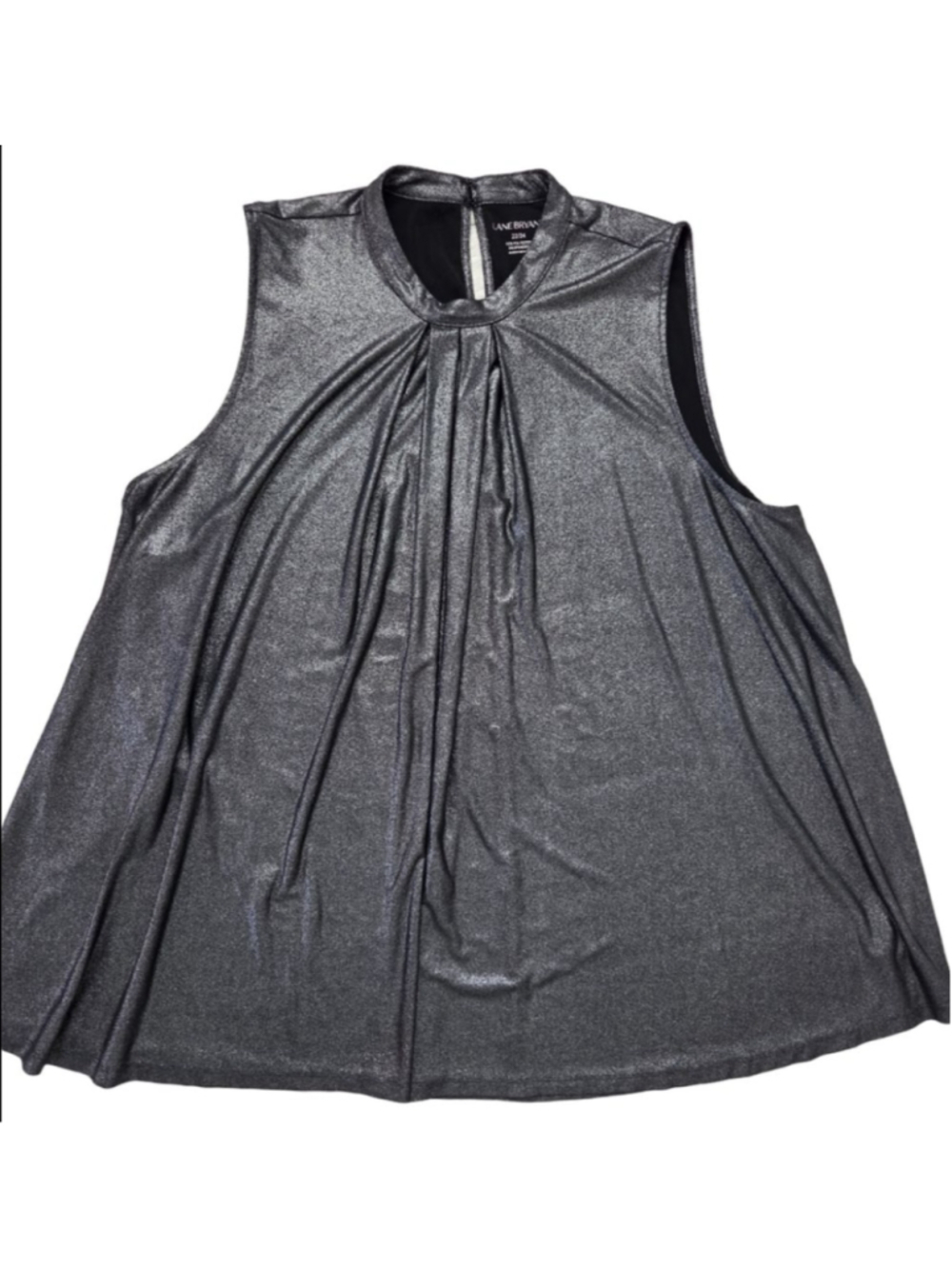 Women's Lane Bryant Silver & Black Metallic Pleated Tank Top 22/24